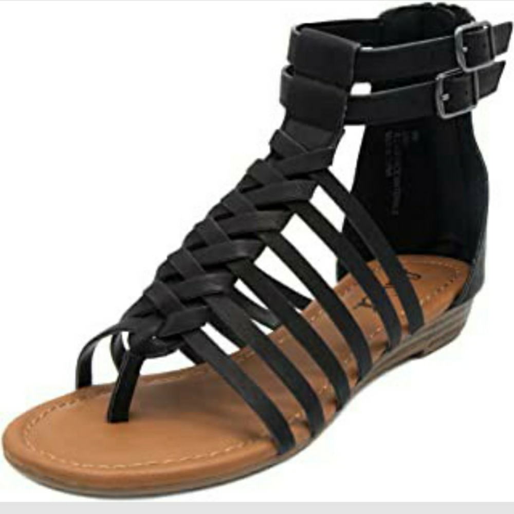 Womens Sugar Saffi black gladiator sandals 10